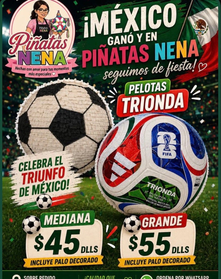 Piñata artesanal de pelota de fútbol personalizada para fiesta del Mundial – Piñatas NENA San Antonio TX